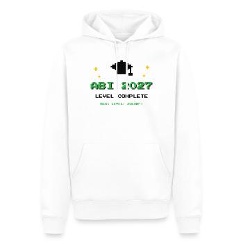 Abi 2027 – Level Complete Abitur Gamer Shirt - Männer Premium Bio Hoodie - Weiß - Vorne - Nico (187cm)