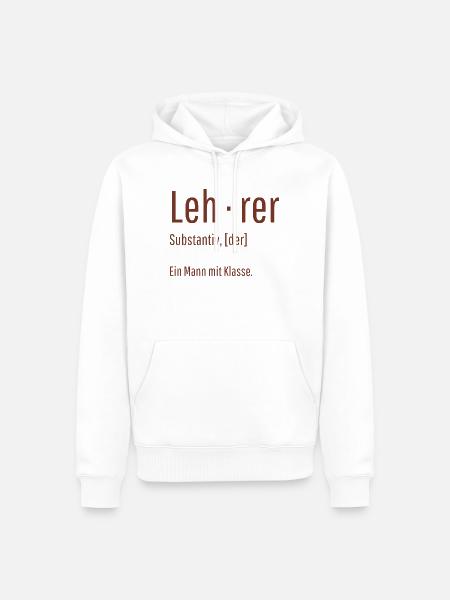 Lehrer Substantiv Definition Schule Geschenk - Männer Premium Bio Hoodie - Weiß
