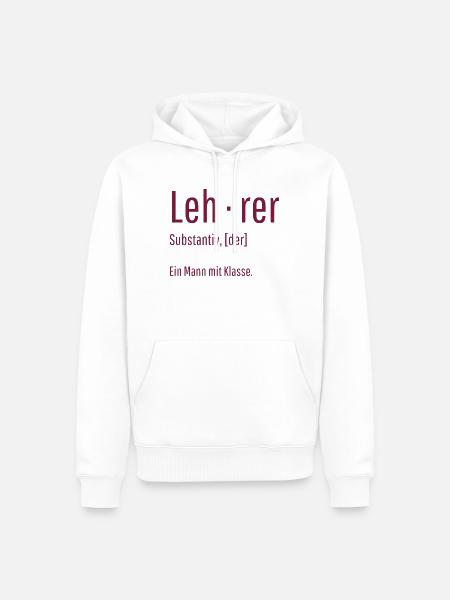 Lehrer Substantiv Definition Schule Geschenk - Männer Premium Bio Hoodie - Weiß