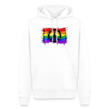 Regenbogen Friedenssymbol - Männer Premium Bio Hoodie - Weiß - Vorne - Nico (187cm)