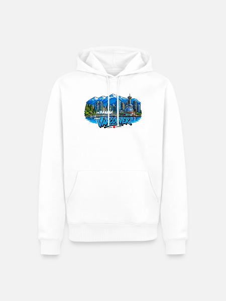 Vancouver Skyline Meerblick - Männer Premium Bio Hoodie - Weiß