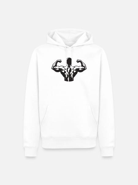 Kraftsilhouette Muskel-Print - Männer Premium Bio Hoodie - Weiß