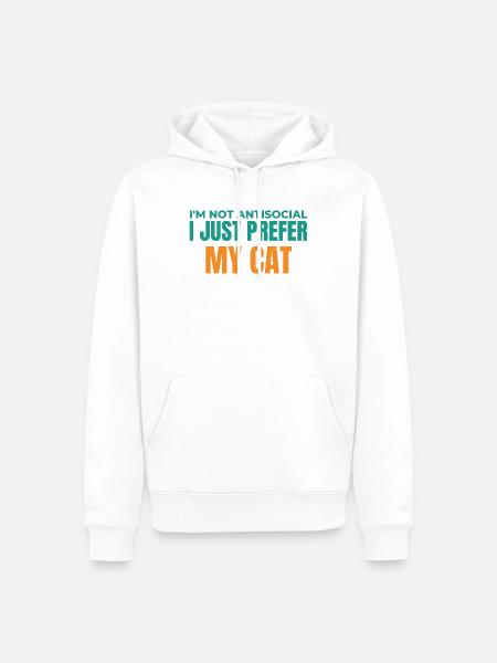 Katzenliebhaber Antisoziales T-Shirt - Männer Premium Bio Hoodie - Weiß
