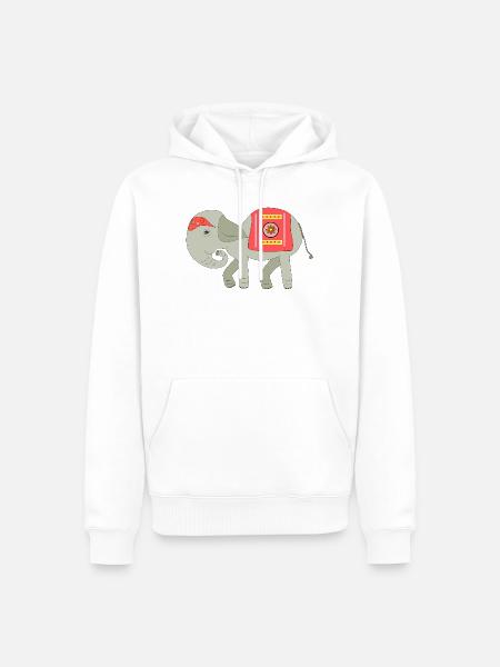 Elefant mit roter Deckentrage - Männer Premium Bio Hoodie - Weiß