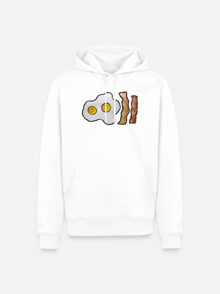 Sunny Side Egg & Bacon Strips - Männer Premium Bio Hoodie - Weiß