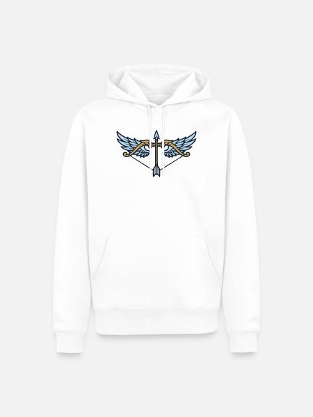 Pfeil Bogen Fluegel Wappen - Männer Premium Bio Hoodie - Weiß