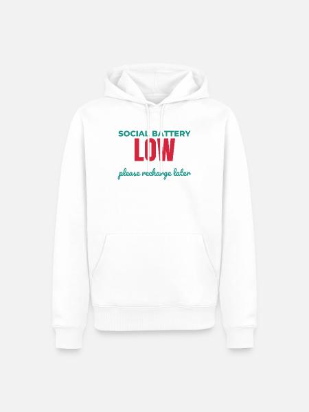 Soziale Batterie Niedrige Aufladung später - Männer Premium Bio Hoodie - Weiß