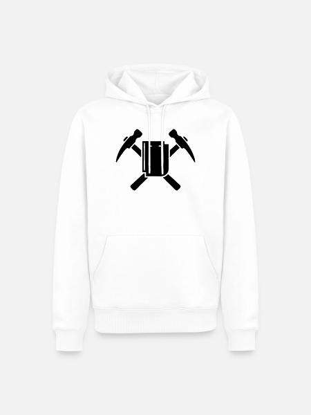 Bergmann Schlaegel Buch Logo - Männer Premium Bio Hoodie - Weiß