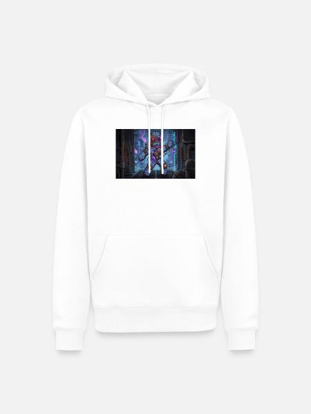 Cyber Lebkuchenmann – Robo Gingerbread Neon - Männer Premium Bio Hoodie - Weiß