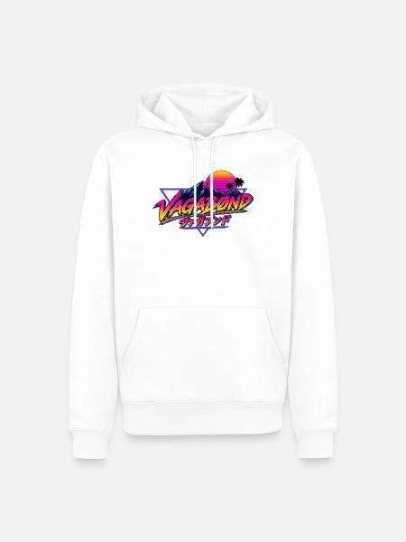 Vagabond Retro Neon Landschaft - Männer Premium Bio Hoodie - Weiß
