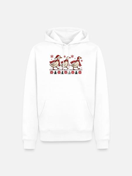 Weihnachtsgänse-festliches Winter-Strickdesign - Männer Premium Bio Hoodie - Weiß