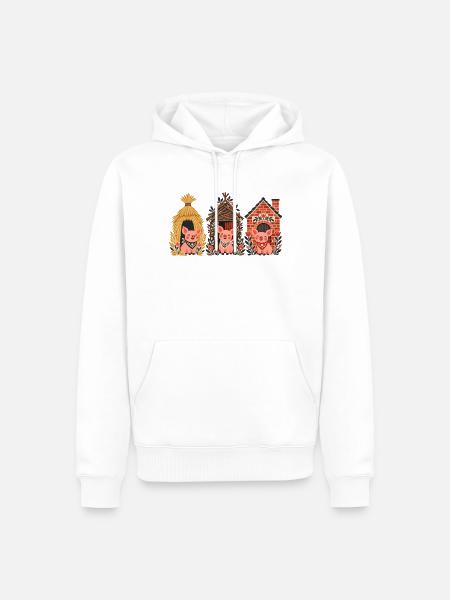 Drei Schweinchen Häusertrio - Männer Premium Bio Hoodie - Weiß