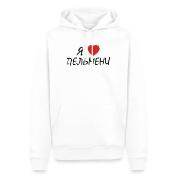 russisch "ich herze pelmeni" - Männer Premium Bio Hoodie - Weiß - Vorne - Nico (187cm)