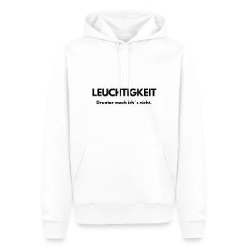 Leuchtigkeit! Drunter mach ich´s nicht. - Männer Premium Bio Hoodie - Weiß - Vorne - Nico (187cm)