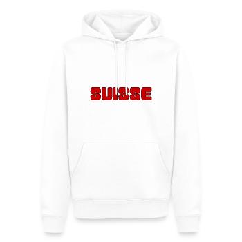 SCHWEIZ. LAND. GENF. SCHWEIZ. HUMOR. LAND - Männer Premium Bio Hoodie - Weiß - Vorne - Nico (187cm)