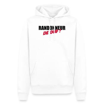 Randonneur de ouf ! - Sweat à capuche Premium bio Homme - blanc - Devant - Nico (187cm)