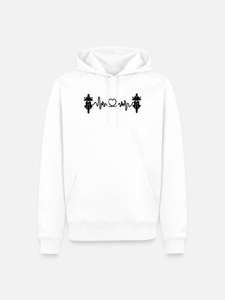 Motorrad-Frontansicht Cardio-Motor-Enthusiast - Männer Premium Bio Hoodie - Weiß
