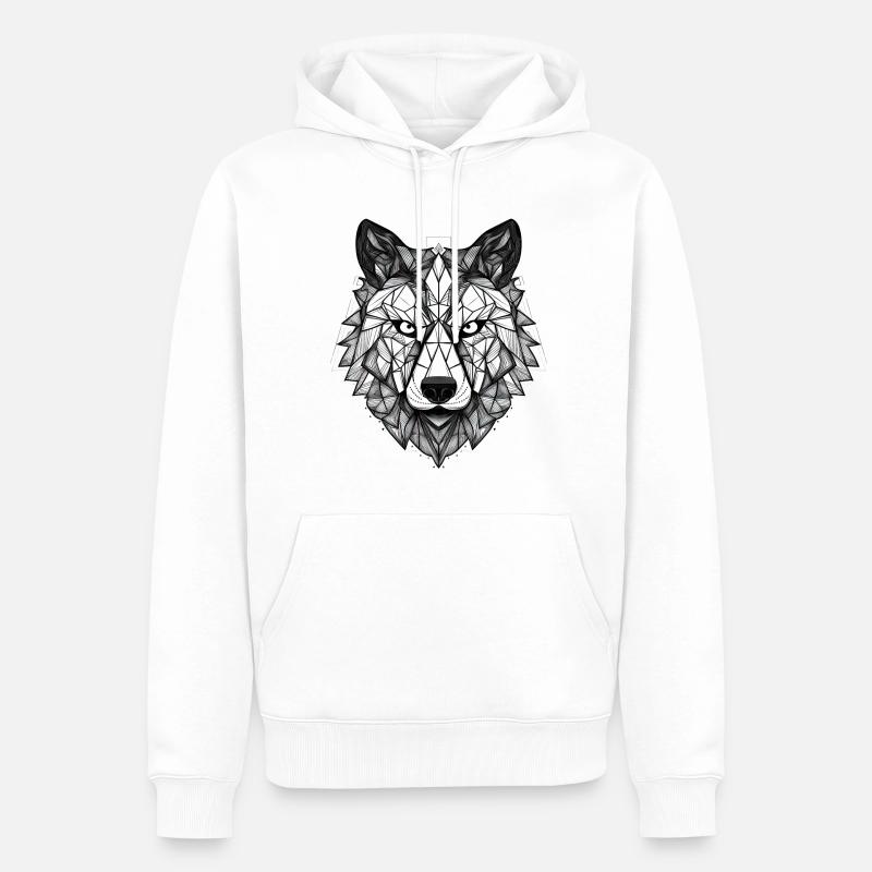 Wolf Geometrisch - Männer Premium Bio Hoodie - Weiß