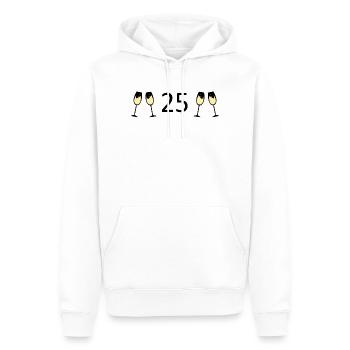 25e anniversaire 25e anniversaire 25 ans Numéro 25 - Sweat à capuche Premium bio Homme - blanc - Devant - Nico (187cm)