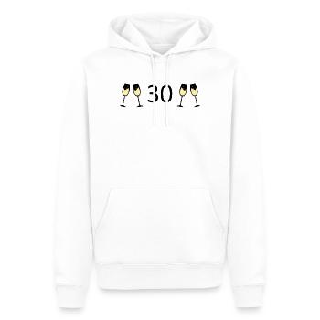30° Compleanno 30° Anniversario - Felpa con cappuccio ecologica premium da uomo - bianco - Fronte - Nico (187cm)