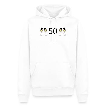 50e anniversaire 50 ans 50 Numéro 50 Noir - Sweat à capuche Premium bio Homme - blanc - Devant - Nico (187cm)