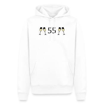 55e anniversaire 55e anniversaire 55 numéro 55 noir - Sweat à capuche Premium bio Homme - blanc - Devant - Nico (187cm)