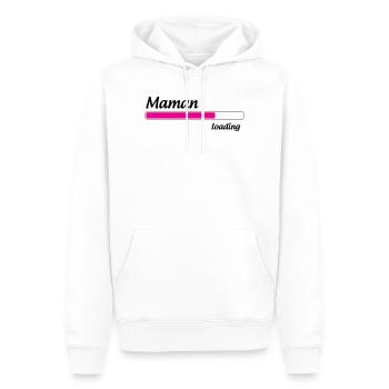 Maman loading... Please Wait - Future Mère - Sweat à capuche Premium bio Homme - blanc - Devant - Nico (187cm)