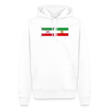 Flaggenkreuz Iran – grafischer Kreuzverschluss - Männer Premium Bio Hoodie - Weiß - Vorne - Nico (187cm)