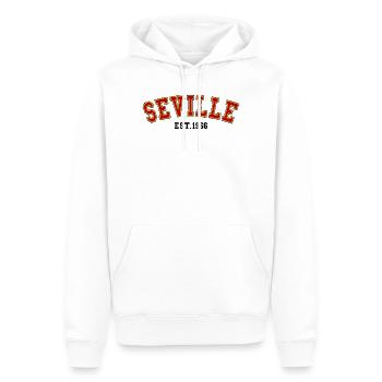 Séville fondée en 1966 - Sweat à capuche Premium bio Homme - blanc - Devant - Nico (187cm)