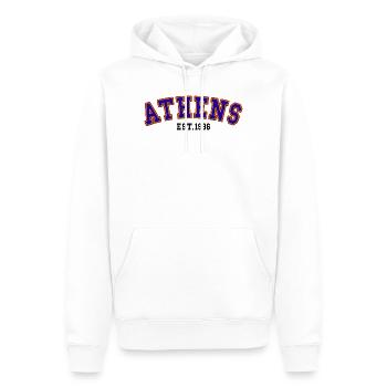 Athens Est. 1986 - Men’s Premium Organic Hoodie - white - Front - Nico (187cm)