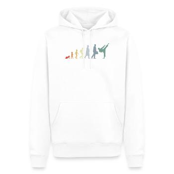 Retro Karateka Evolution - Männer Premium Bio Hoodie - Weiß - Vorne - Nico (187cm)