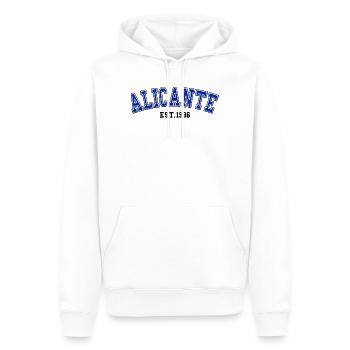 Alicante gegründet 1986 - Männer Premium Bio Hoodie - Weiß - Vorne - Nico (187cm)