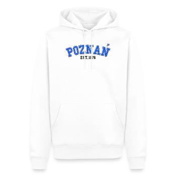Poznań Fondée en 1976 - Sweat à capuche Premium bio Homme - blanc - Devant - Nico (187cm)
