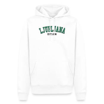 Ljubljana Fondée en 1996 - Sweat à capuche Premium bio Homme - blanc - Devant - Nico (187cm)