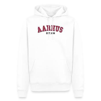 Aarhus gegründet 1986 - Männer Premium Bio Hoodie - Weiß - Vorne - Nico (187cm)