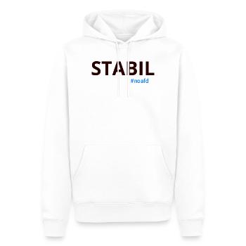 STABIL_Schriftzug_2026_06_03_JB - Männer Premium Bio Hoodie - Weiß - Vorne - Nico (187cm)