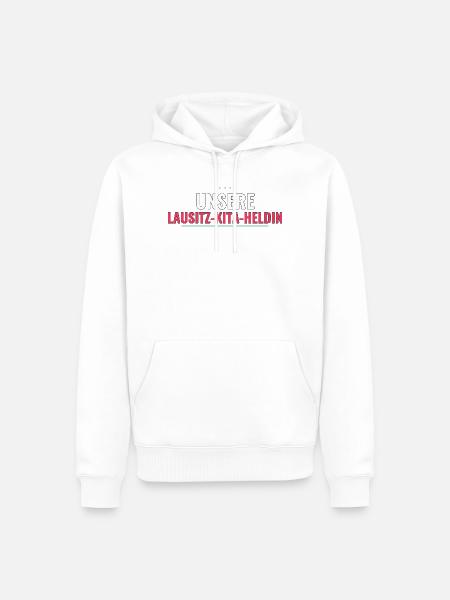 Unsere Lausitz‑Kita‑Heldin – Abschiedsgeschenk - Männer Premium Bio Hoodie - Weiß