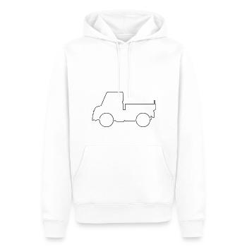 Camion Unimog Transport tout-terrain en plein air - Sweat à capuche Premium bio Homme - blanc - Devant - Nico (187cm)