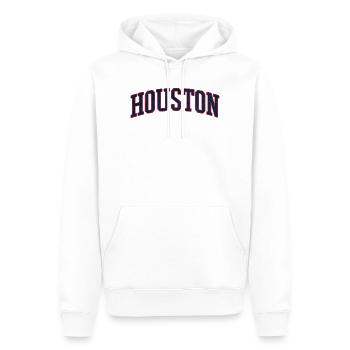 Houston Varsity Bogen Schriftzug - Männer Premium Bio Hoodie - Weiß - Vorne - Nico (187cm)
