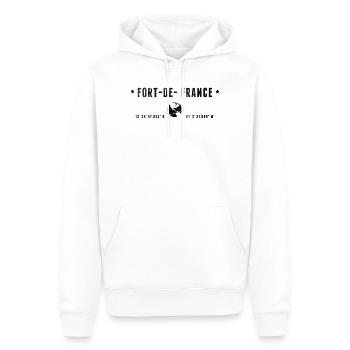 Fort-de-France Martinique Coordonnées - Sweat à capuche Premium bio Homme - blanc - Devant - Nico (187cm)