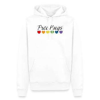 Rainbow Hearts Free Hugs black - Men’s Premium Organic Hoodie - white - Front - Nico (187cm)