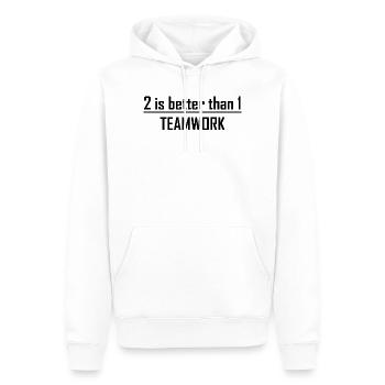 2 vaut mieux que 1 - Travail d’équipe - Sweat à capuche Premium bio Homme - blanc - Devant - Nico (187cm)