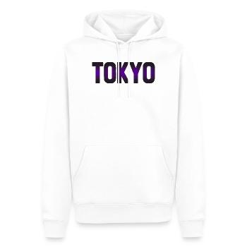 Neon-Tokio-Skyline-Nachtdesign - Männer Premium Bio Hoodie - Weiß - Vorne - Nico (187cm)