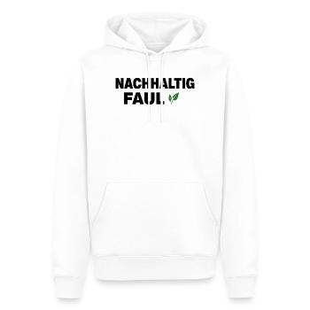 Durablement paresseux – drôle de dicton design - Sweat à capuche Premium bio Homme - blanc - Devant - Nico (187cm)