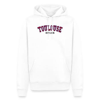 Toulouse Est. 1965 - Sweat à capuche Premium bio Homme - blanc - Devant - Nico (187cm)