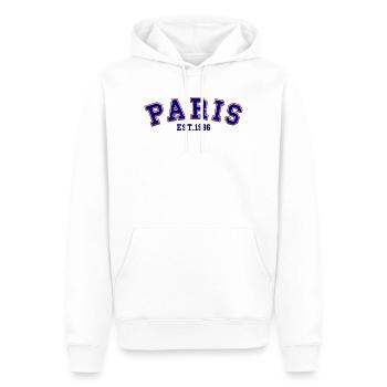Paris gegründet 1986 - Männer Premium Bio Hoodie - Weiß - Vorne - Nico (187cm)