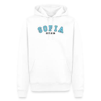 Sofia gegründet 2006 - Männer Premium Bio Hoodie - Weiß - Vorne - Nico (187cm)