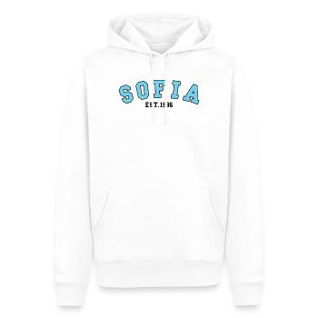 Sofia Est. 1986 - Men’s Premium Organic Hoodie - white - Front - Nico (187cm)