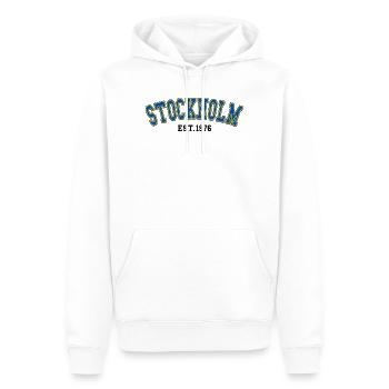 Stockholm gegründet 1976 - Männer Premium Bio Hoodie - Weiß - Vorne - Nico (187cm)