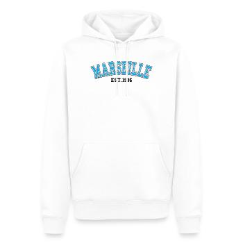 Marseille Fondée en 1996 - Sweat à capuche Premium bio Homme - blanc - Devant - Nico (187cm)